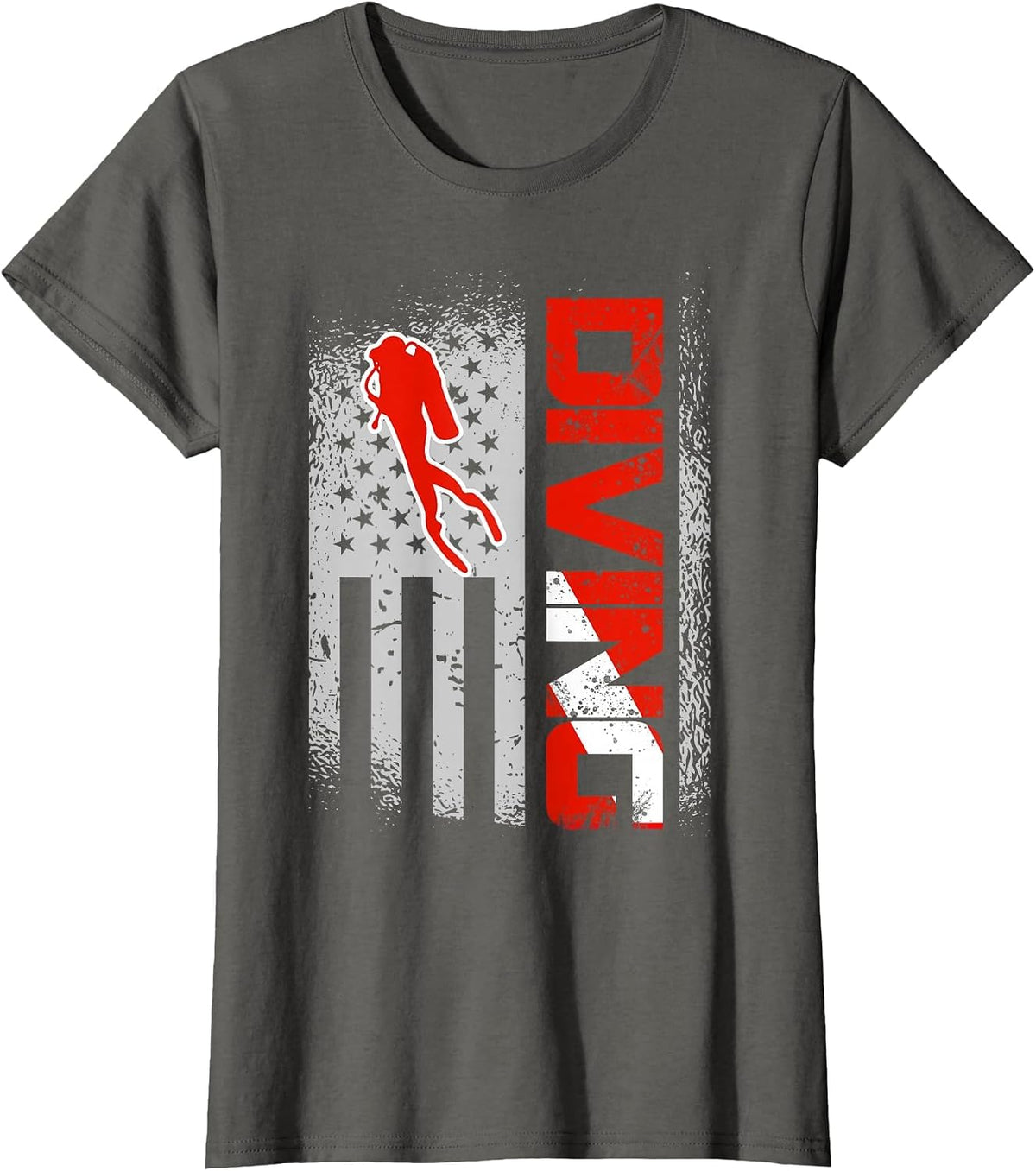 American Diver Down Flag US Flag Dive T-Shirt - Asphalt Grey