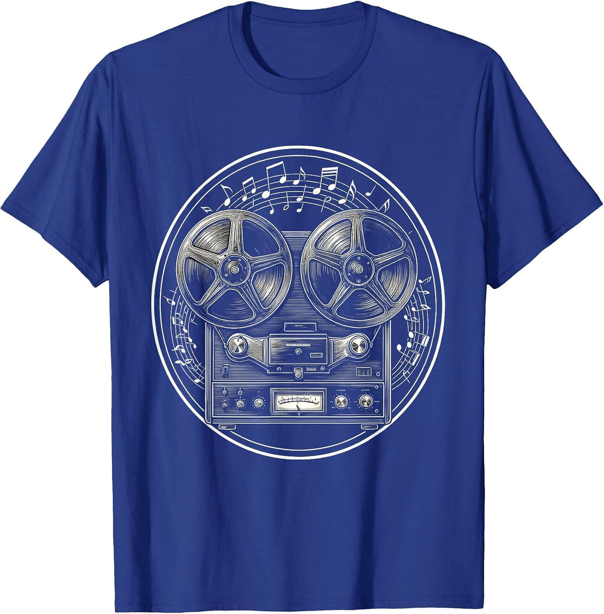 Music Teacher Vintage Reel-To-Reel Tape Machine Tee T-Shirt - Royal Blue
