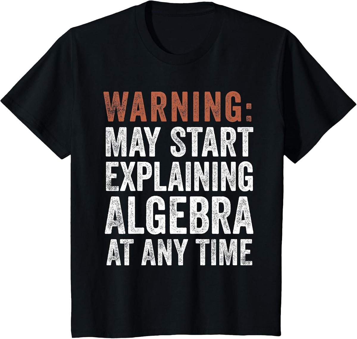 Warning May Start Explaining Algebra Funny Math T-Shirt - Black