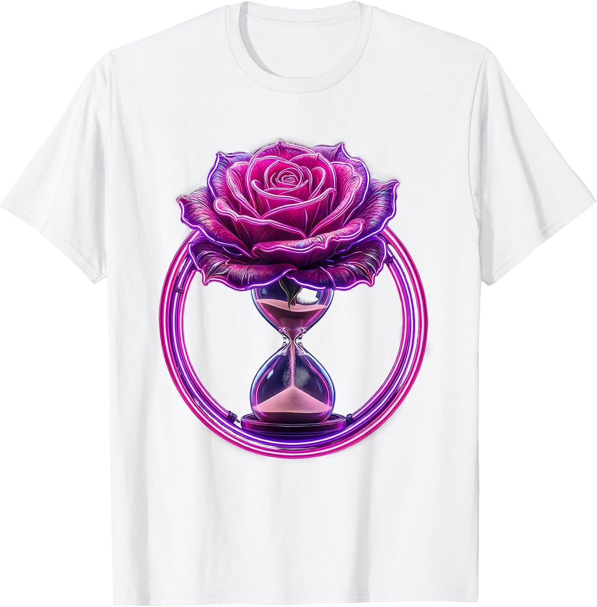 Men's 21st Birthday Blooming Rose Hourglass Design T-Shirt - White
