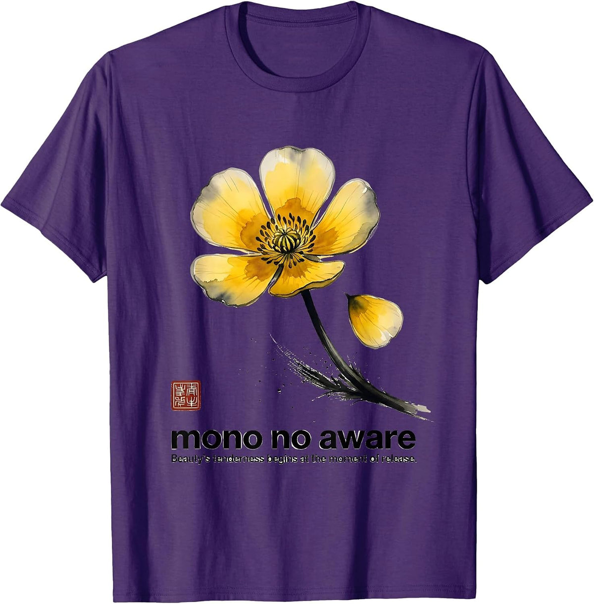 Men's mono no aware Japanese Philosophy T-Shirt - Purple