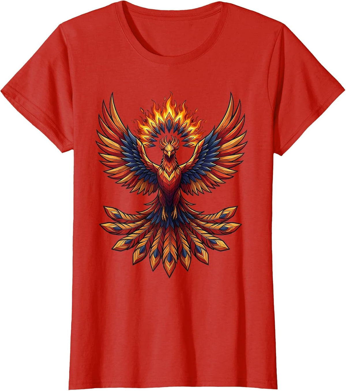 Women's Phoenix Stained Glass Mosaic Graphic T-Shirt - Red
