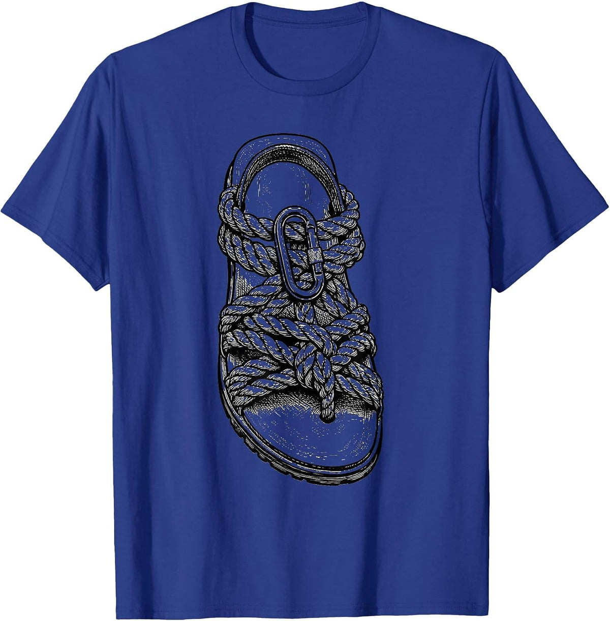 Men's Outdoor Adventure Sandal Climbing Rope Carabiner T-Shirt - Royal Blue