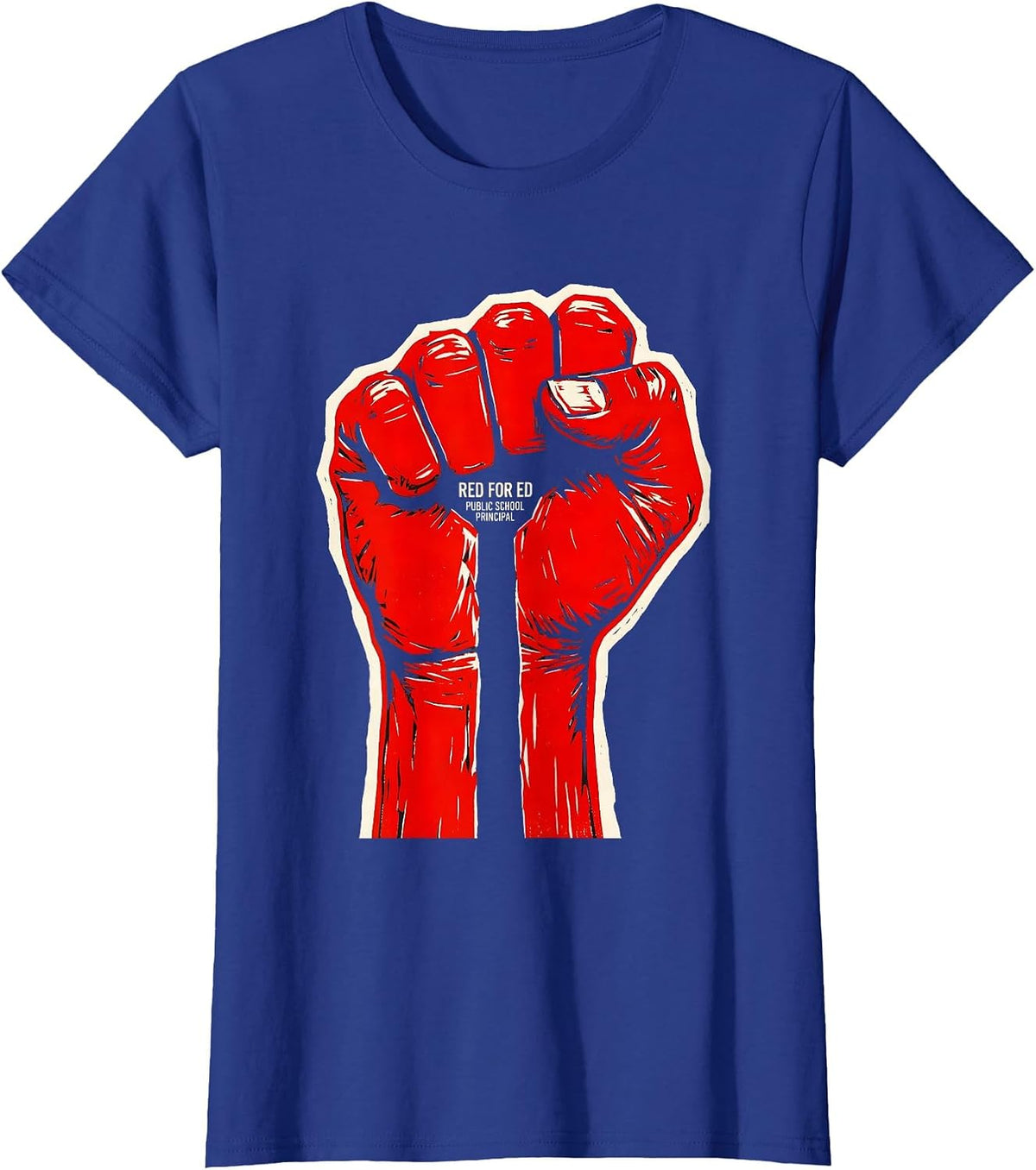 Women's Red For Ed Public School Principal Teacher Advocacy T-Shirt - Royal Blue