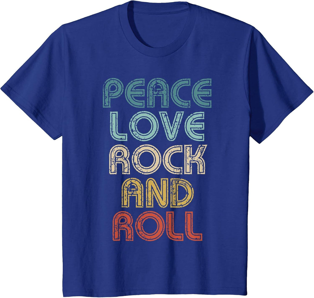 Peace Love Rock and Roll Tee Rock´n´Roll Music T-Shirt - Royal Blue