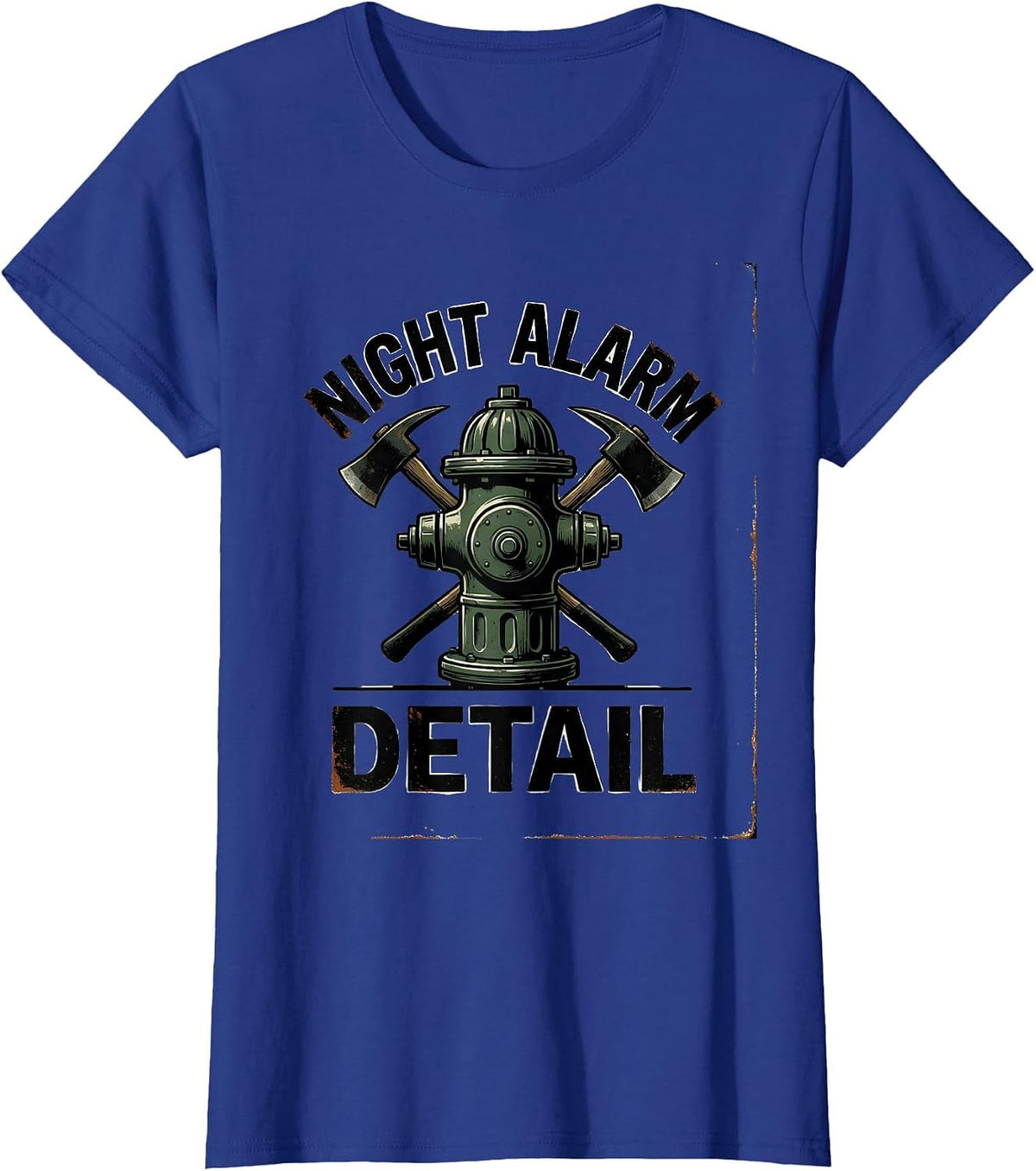 Women's Night Alarm Detail Vintage Firefighter Humor Fire Truck Gift T-Shirt - Royal Blue