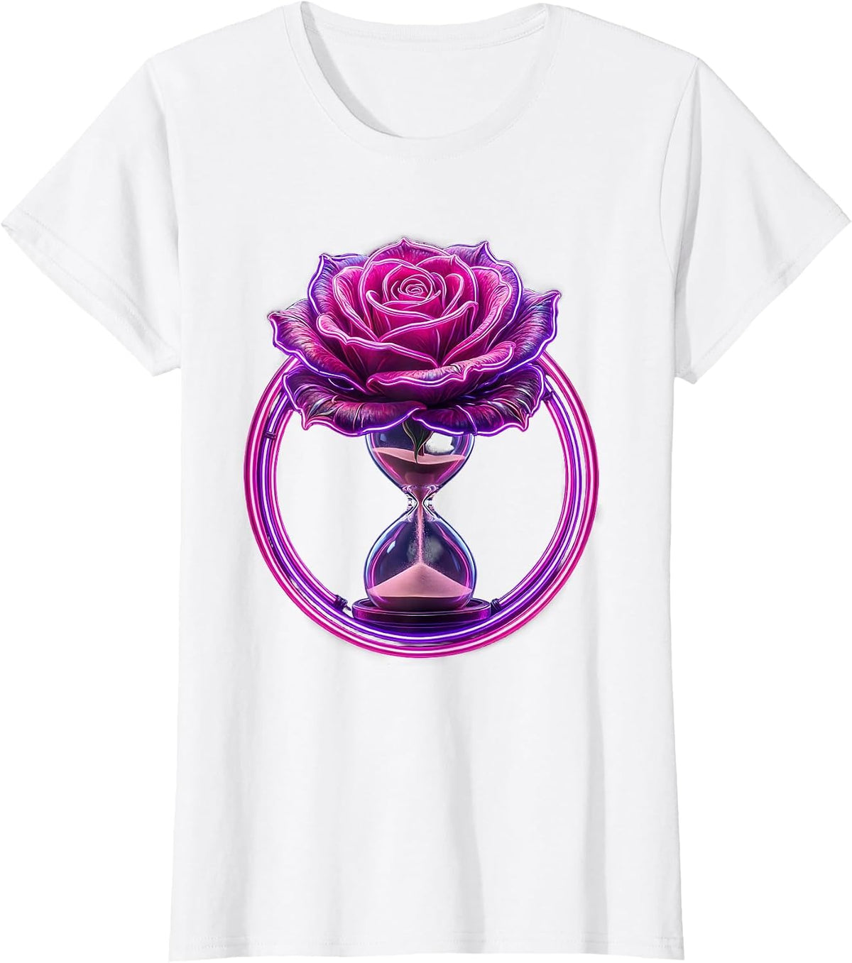 Women's 21st Birthday Blooming Rose Hourglass Design T-Shirt - White
