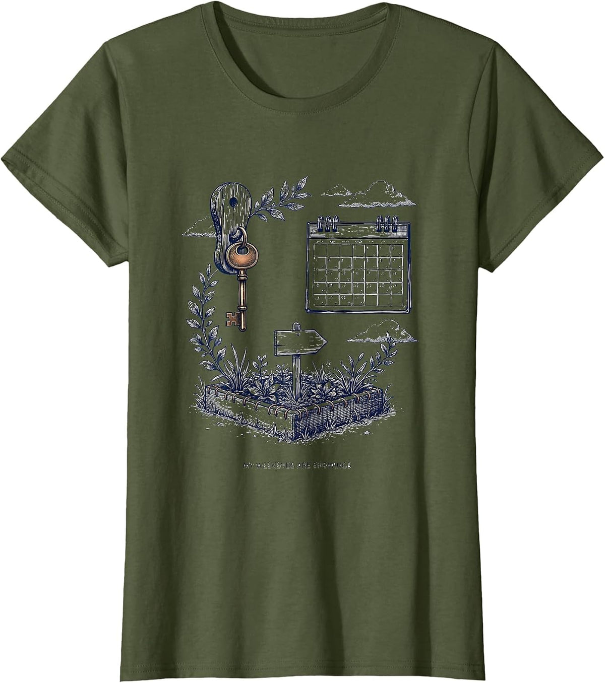 Women's My Weekends Are Showings Funny Realtor Real Estate Agent T-Shirt - Olive Green