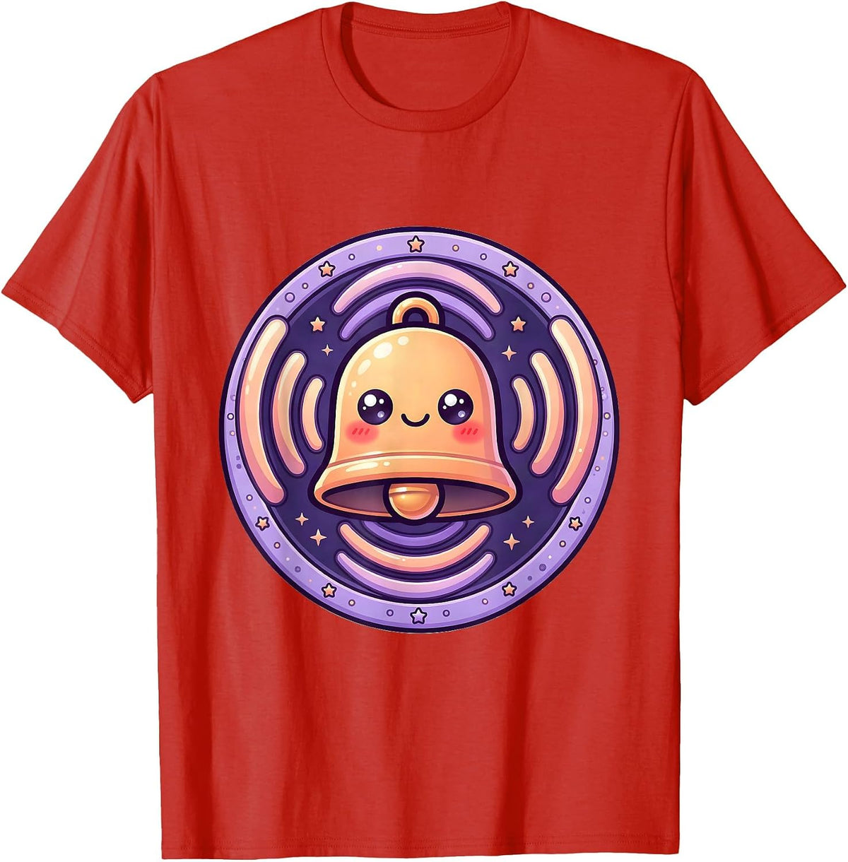Men's Ringing School Bell Sound Waves Graphic Design T-Shirt - Red