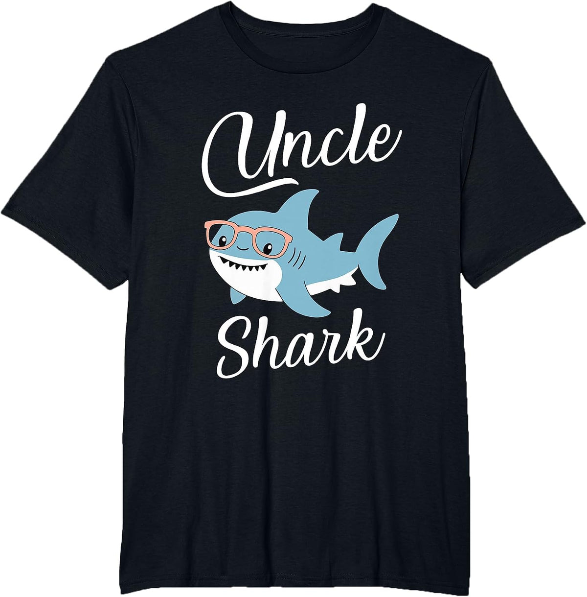 Uncle Shark Funny Matching T-Shirt - Black