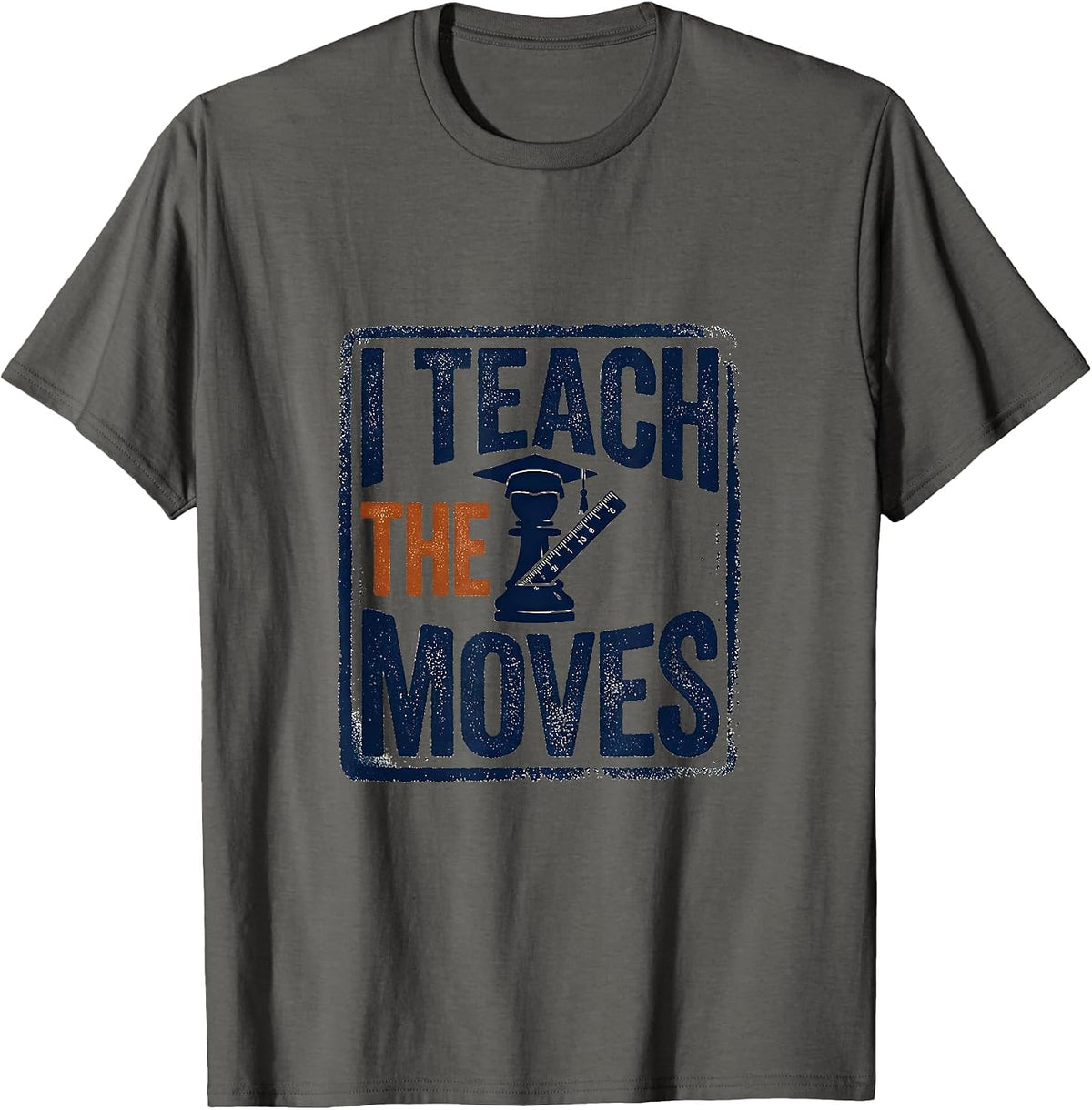 I Teach The Moves Funny Game Night Host Vintage Rubber Stamp T-Shirt - Asphalt Grey