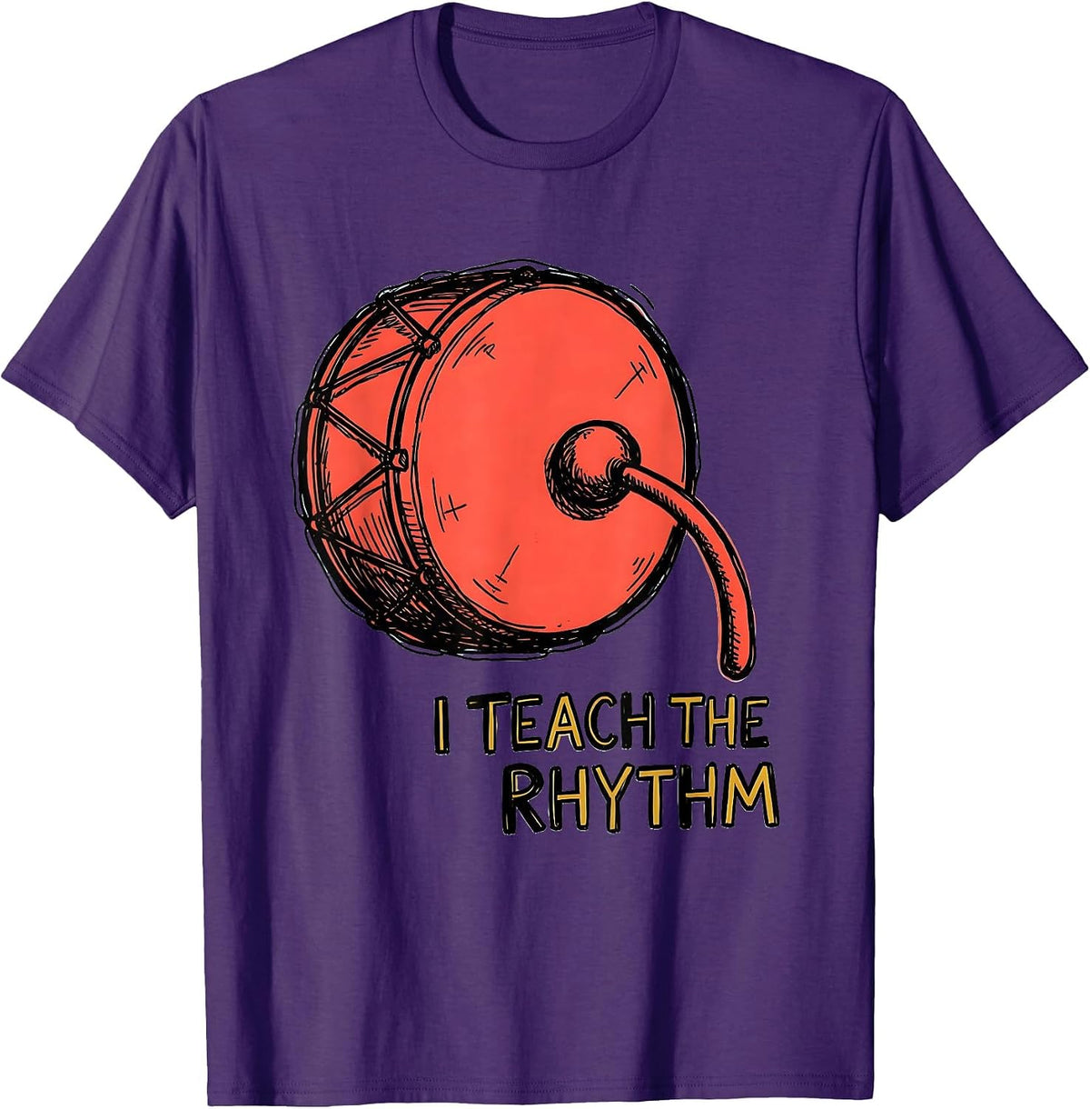 I Teach The Rhythm Playful Music Teacher Appreciation Back T-Shirt - Purple