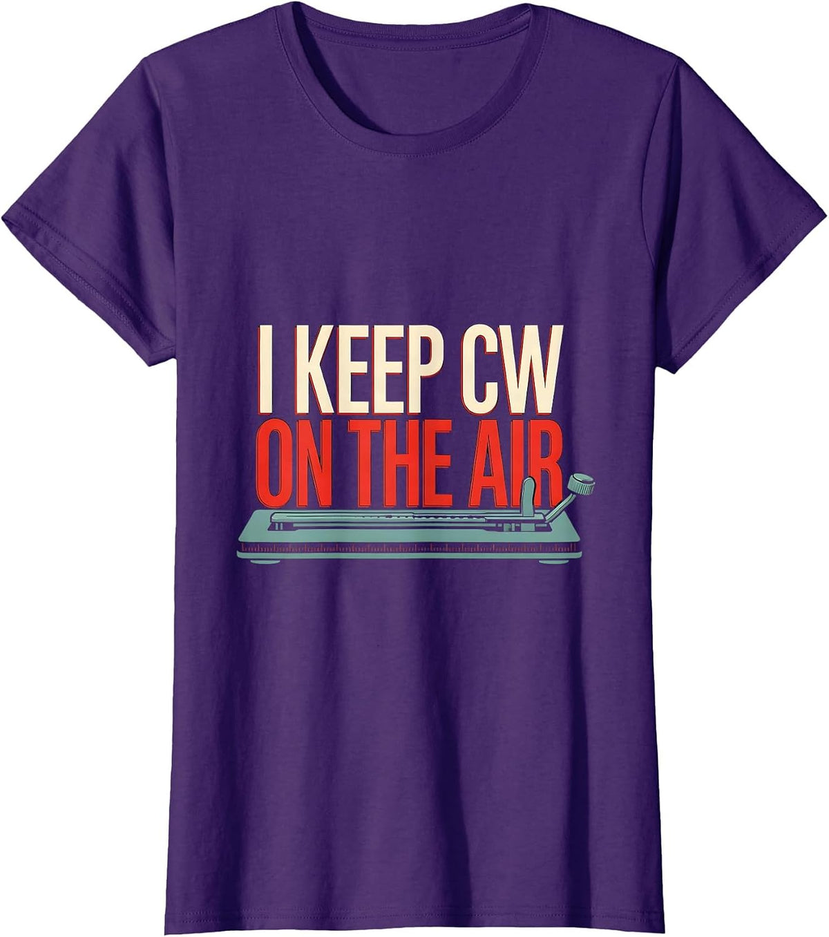 Women's I Keep CW On The Air Funny Ham Radio Operator Hobbyist Humor T-Shirt - Purple