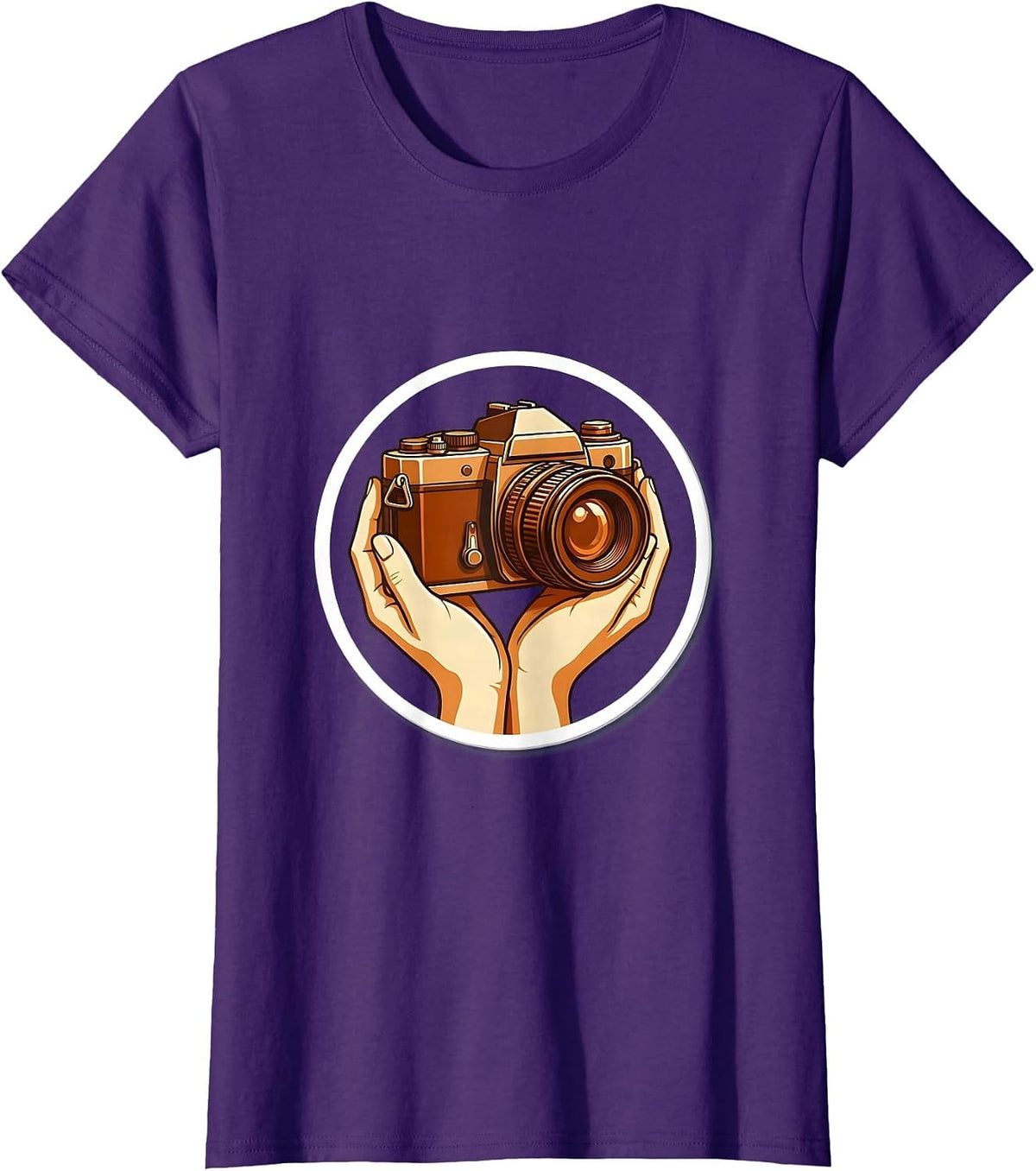 Women's Film Camera Love Analog Photography Graphic T-Shirt - Purple