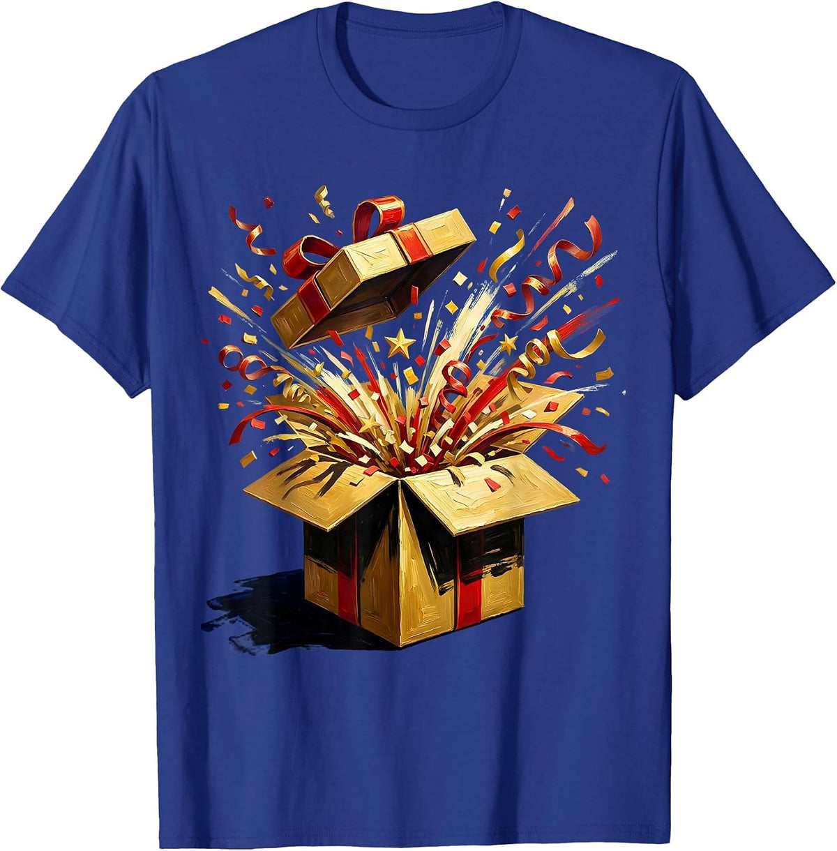21st Birthday Confetti Gift Box Explosion T-Shirt - Royal Blue