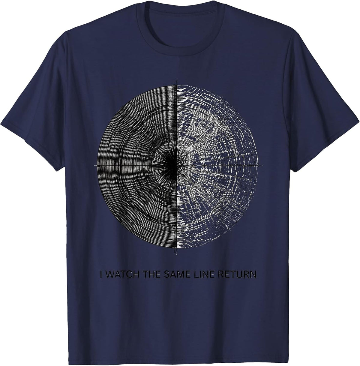 I Watch The Same Line Return Astronomy Lunar Cycle Moon T-Shirt - Navy Blue