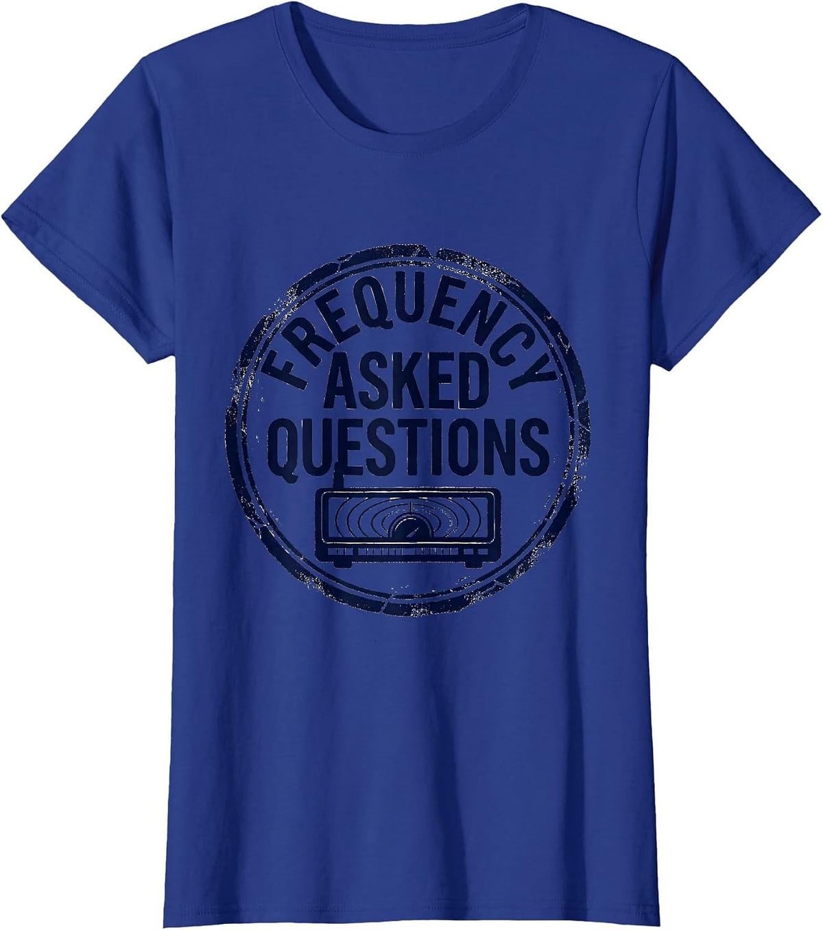 Women's Frequency Asked Questions Funny Ham Radio Operator Hobbyist T-Shirt - Royal Blue
