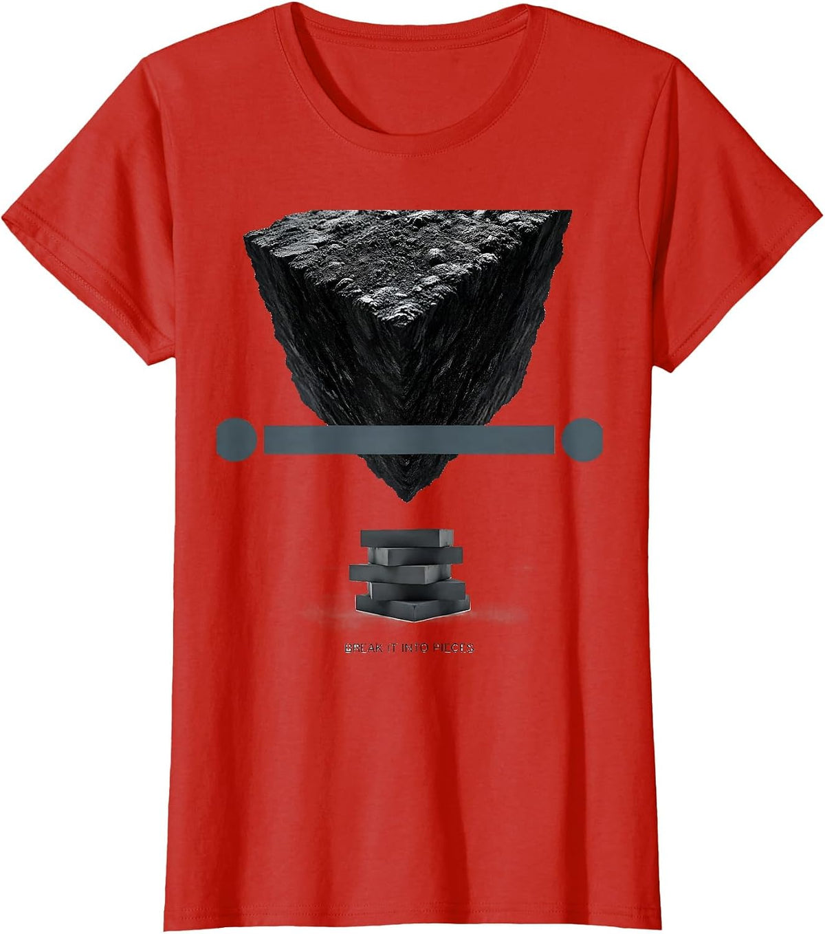 Break It Into Pieces Math Teacher Nerdy Pun Humor T-Shirt - Red
