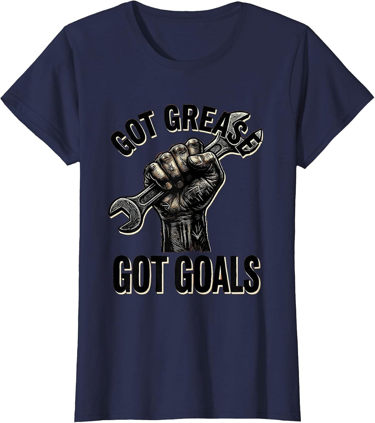 Women's Got Grease Got Goals Mechanic Pride Design T-Shirt - Navy Blue
