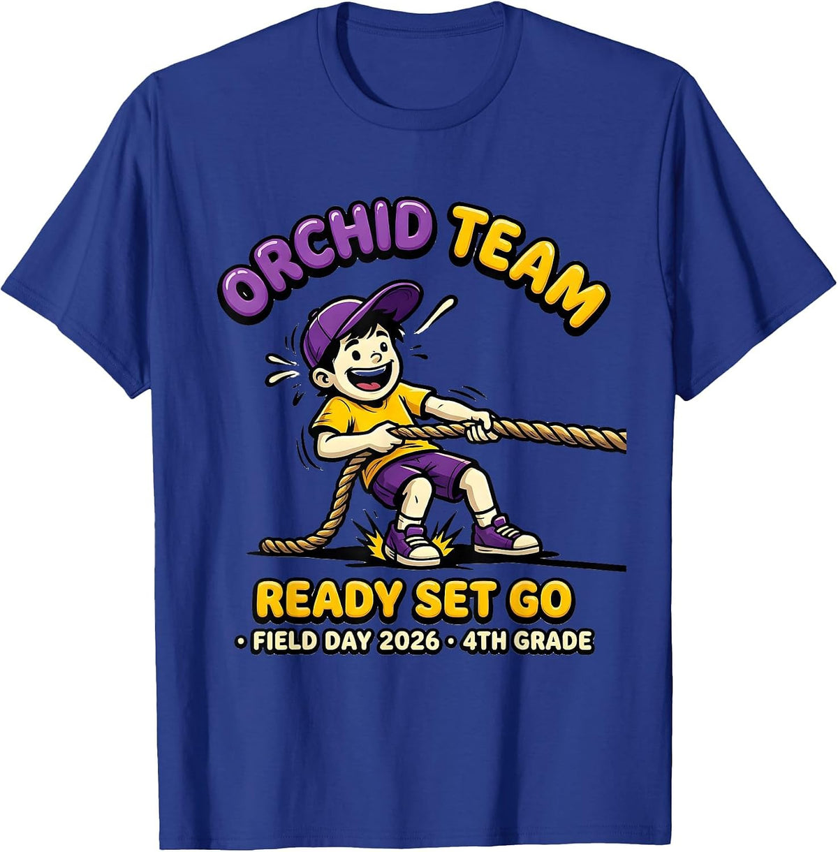 ORCHID TEAM READY SET GO FIELD DAY 2026 4TH GRADE Teacher T-Shirt - Royal Blue