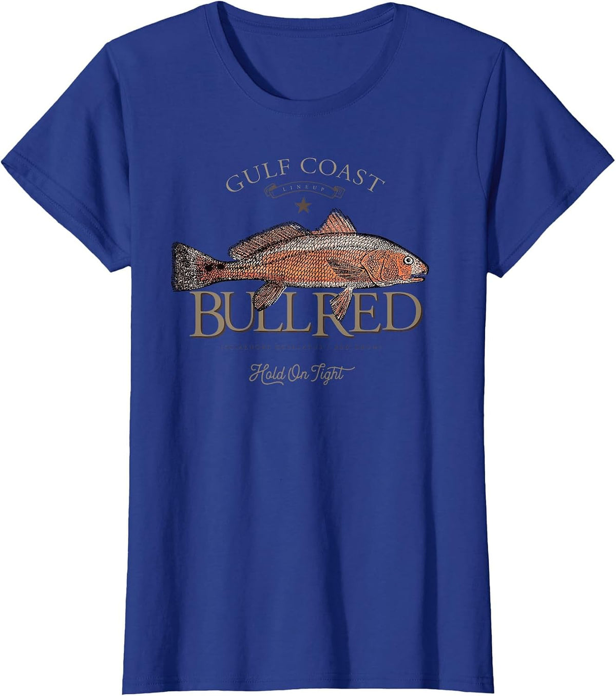 Fishing Gulf Red Drum Redfish Bull Red T-Shirt - Royal Blue