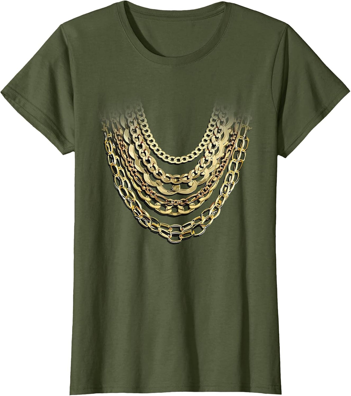 Golden Chains Funny Hip Hop Fan and Gold Lover Gift T-Shirt - Olive Green