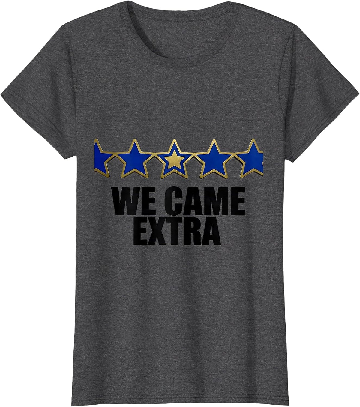 Women's We Came Extra Stencil-Cut Star Badge Down Syndrome Awareness T-Shirt - Dark Heather Grey