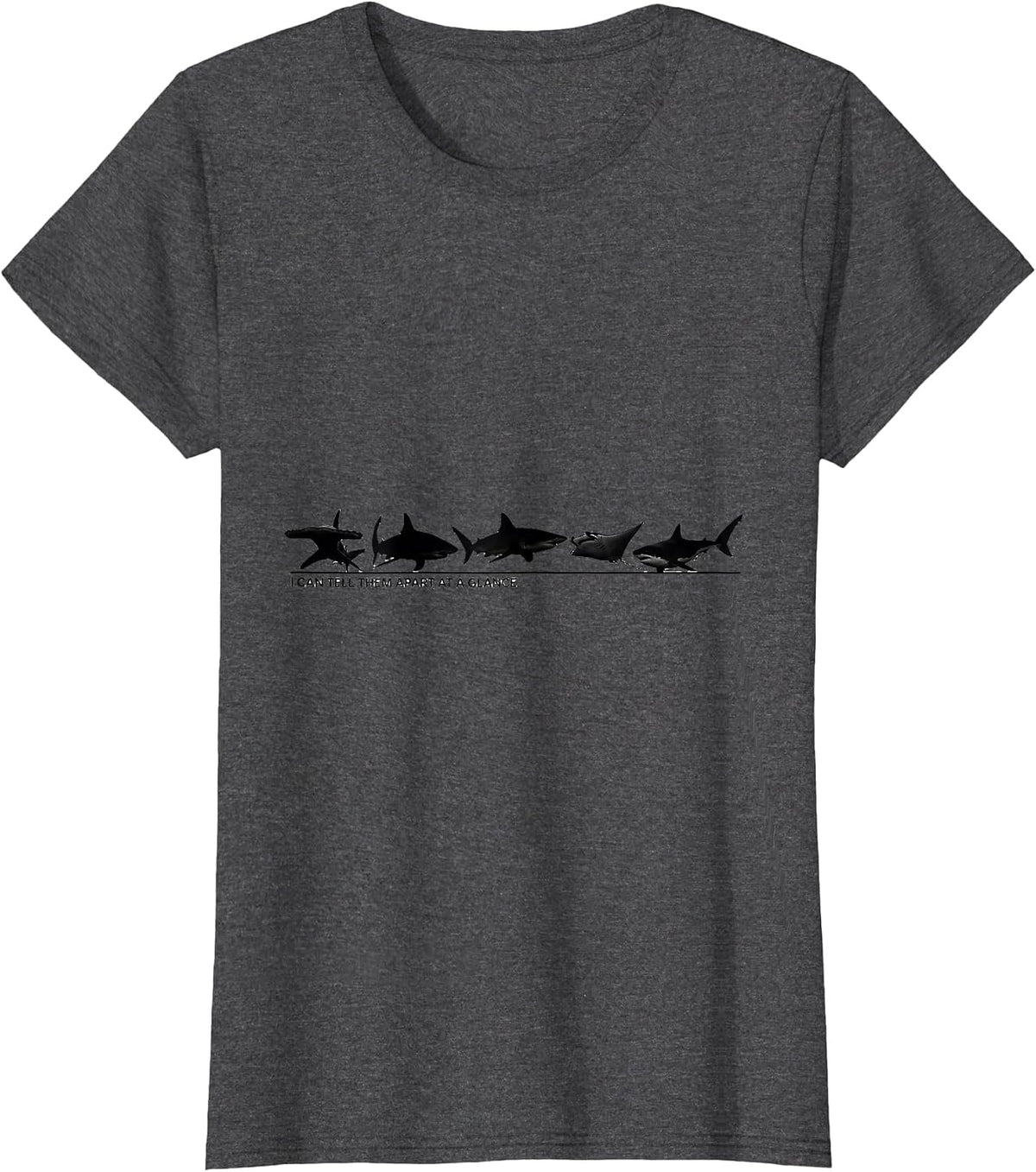Women's I Can Tell Them Apart At A Glance Funny Shark Lover Ocean T-Shirt - Dark Heather Grey