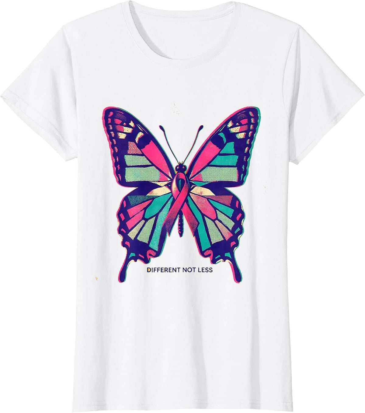 Women's Different Not Less Down Syndrome Awareness Design T-Shirt - White