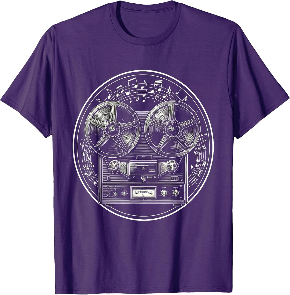 Music Teacher Vintage Reel-To-Reel Tape Machine Tee T-Shirt - Purple