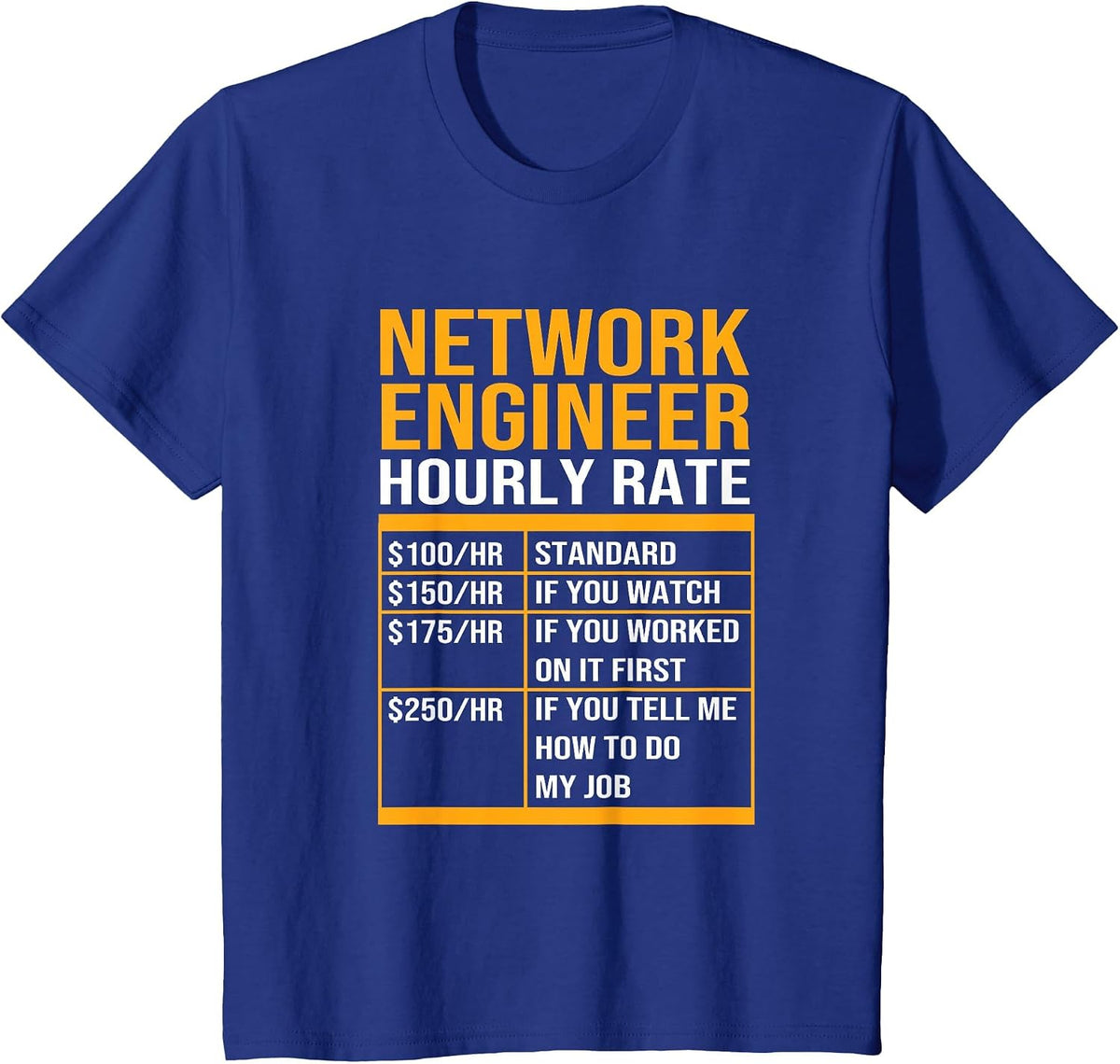 Network Systems Network Engineers Hourly Rate T-Shirt - Royal Blue