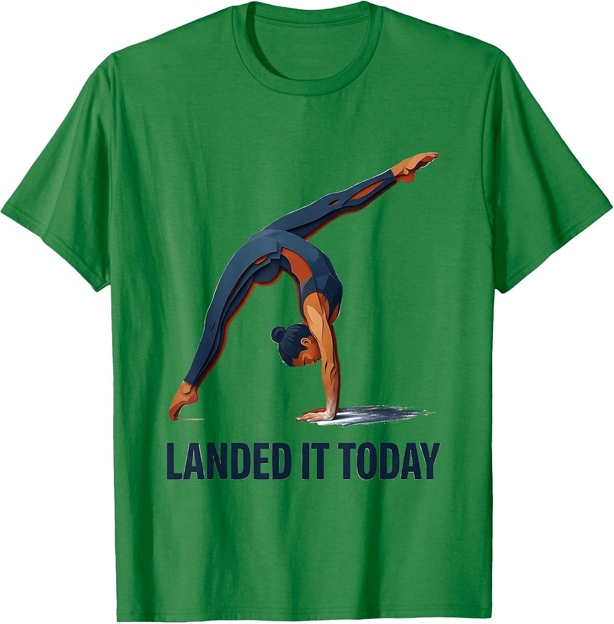 Men's Landed It Today Playful Gymnastics Humor Bow Gymnast Gift T-Shirt - Kelly Green