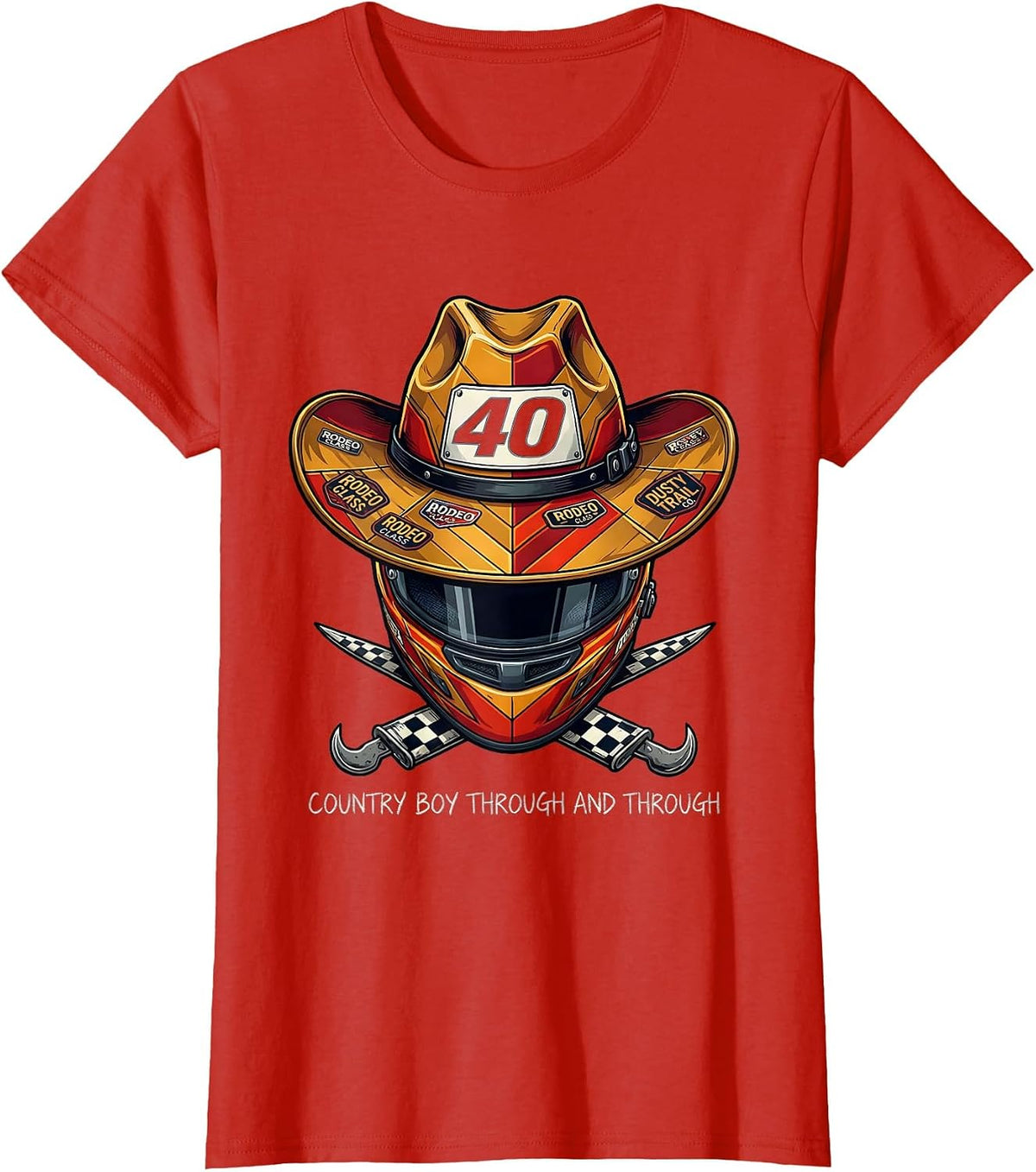 Country Boy Through and Through Western Design T-Shirt - Red
