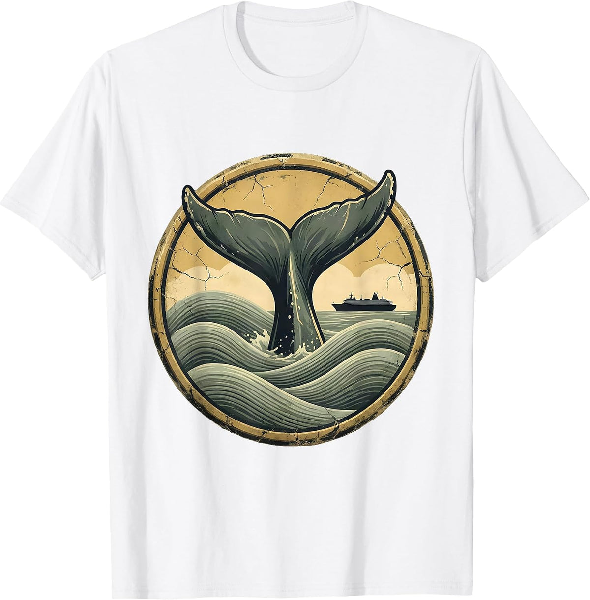Whale Tail Breaching Ocean Liner Cruise Design T-Shirt - White