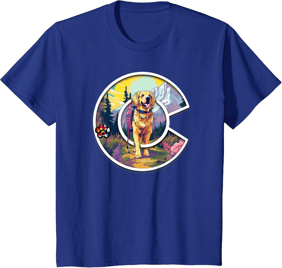 Colorado Golden Retriever - Cute Dog - Rocky Mountains T-Shirt - Royal Blue