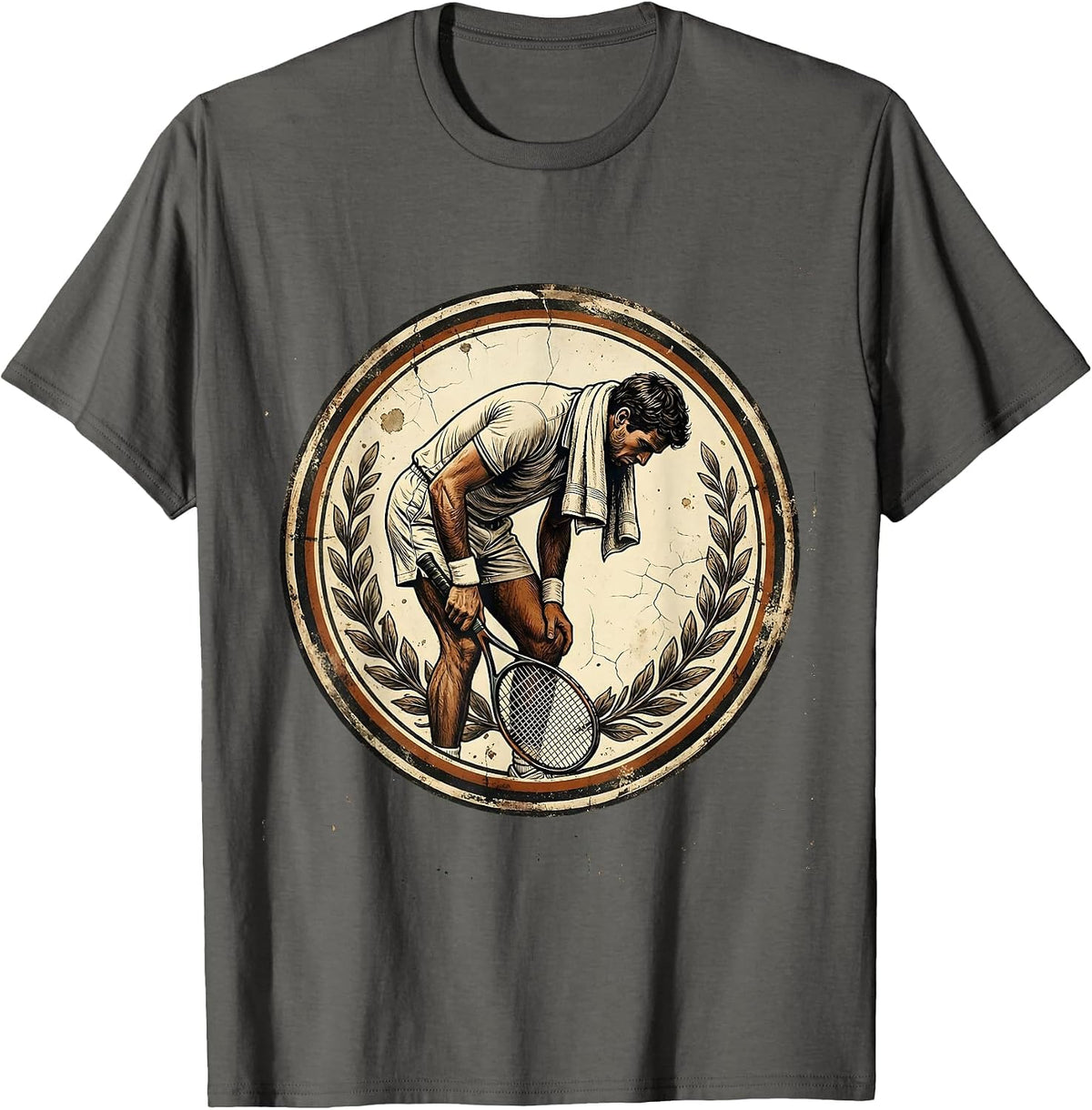 Sweaty Tennis Player Toweling Off Courtside T-Shirt - Asphalt Grey