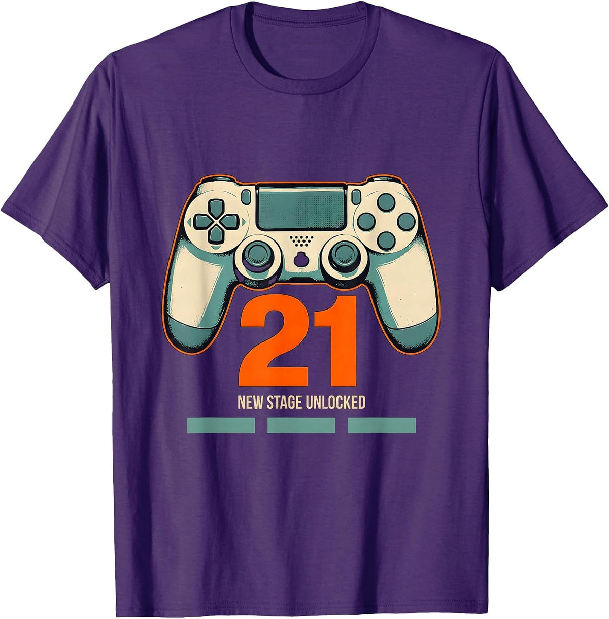 Men's New Stage Unlocked 21 Funny Gamer Birthday Boy Milestone T-Shirt - Purple