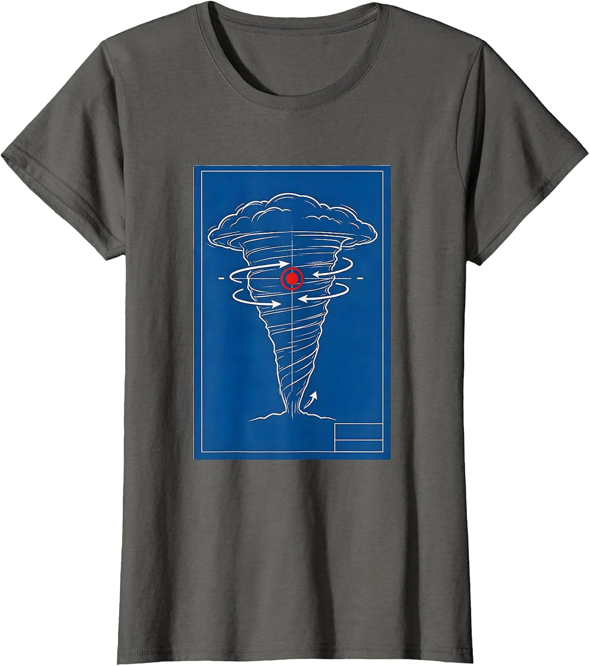 Women's Storm Chaser Tornado Schematic Meteorology Enthusiast T-Shirt - Asphalt Grey