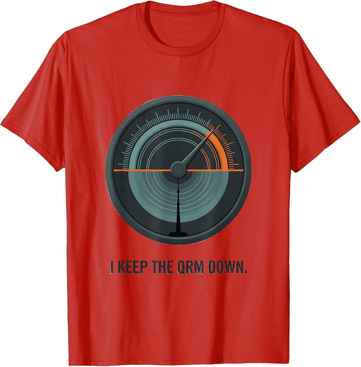 Men's I Keep The QRM Down Funny Ham Radio Operator Enthusiast T-Shirt - Red