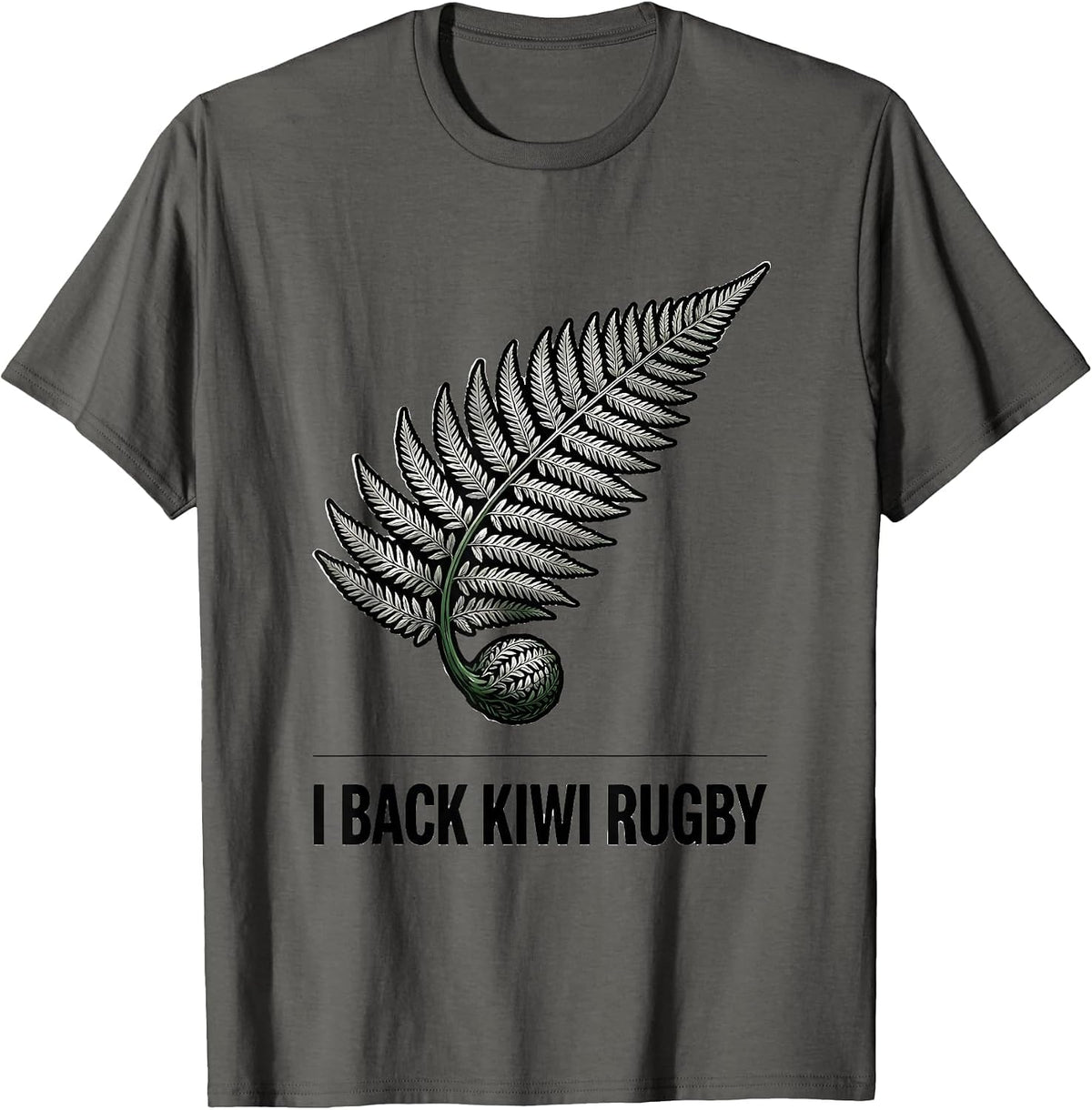 Men's I Back Kiwi Rugby Vintage Rugby Fan National Pride T-Shirt - Asphalt Grey