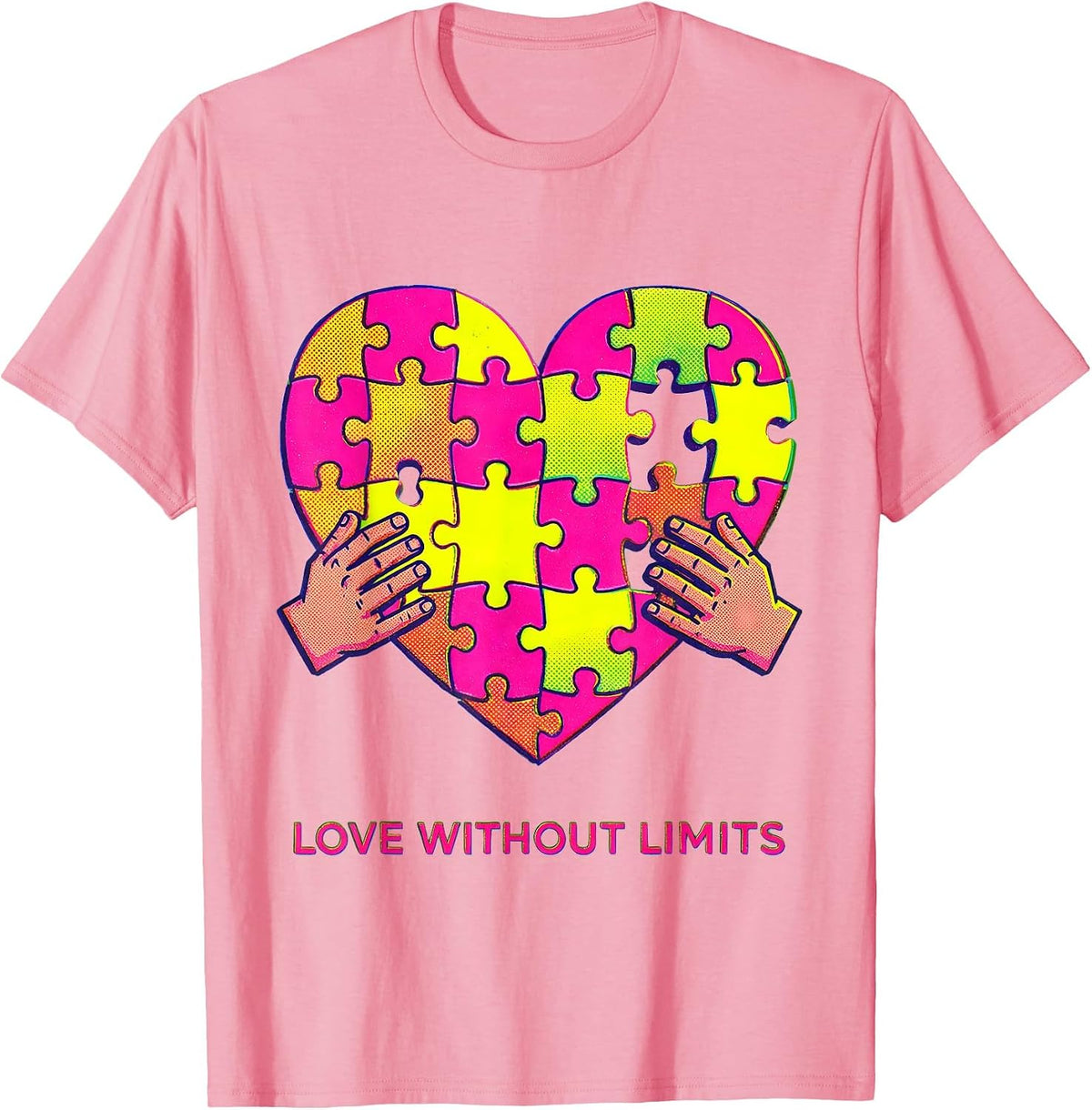Men's Down Syndrome Awareness Love Without Limits Design T-Shirt - Pink