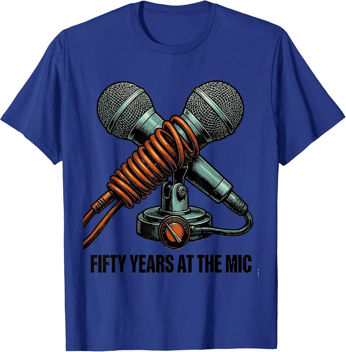 Men's Fifty Years At The Mic Funny Ham Radio Operator Hobbyist T-Shirt - Royal Blue