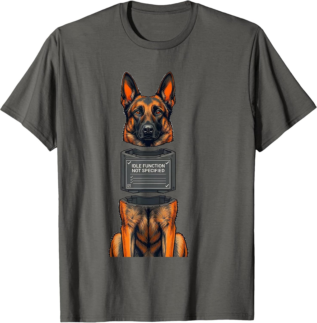 Men's Idle Function Not Specified Belgian Malinois Owner Humor Dog T-Shirt - Asphalt Grey