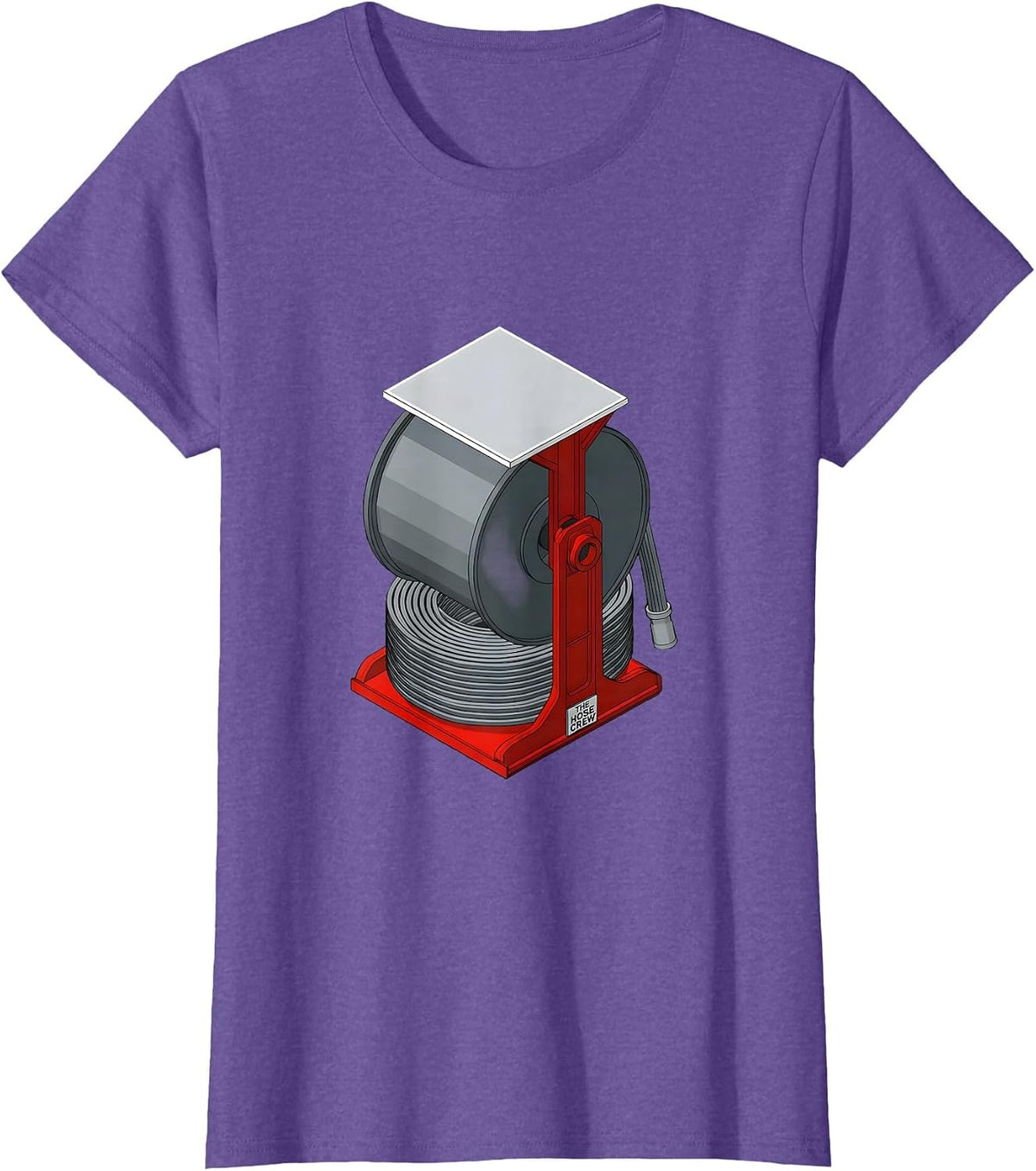 Women's THE HOSE CREW Isometric Firefighter Humor Fire Truck Crew T-Shirt - Purple Heather
