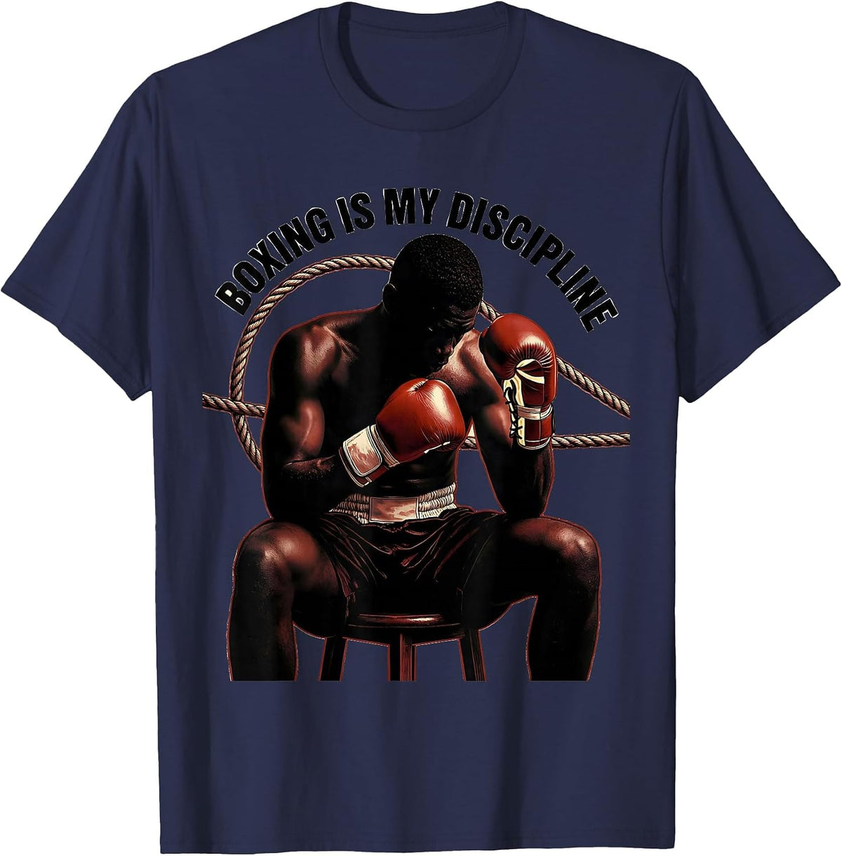 Boxing Is My Discipline Gritty Boxer Pride Gift T-Shirt - Navy Blue