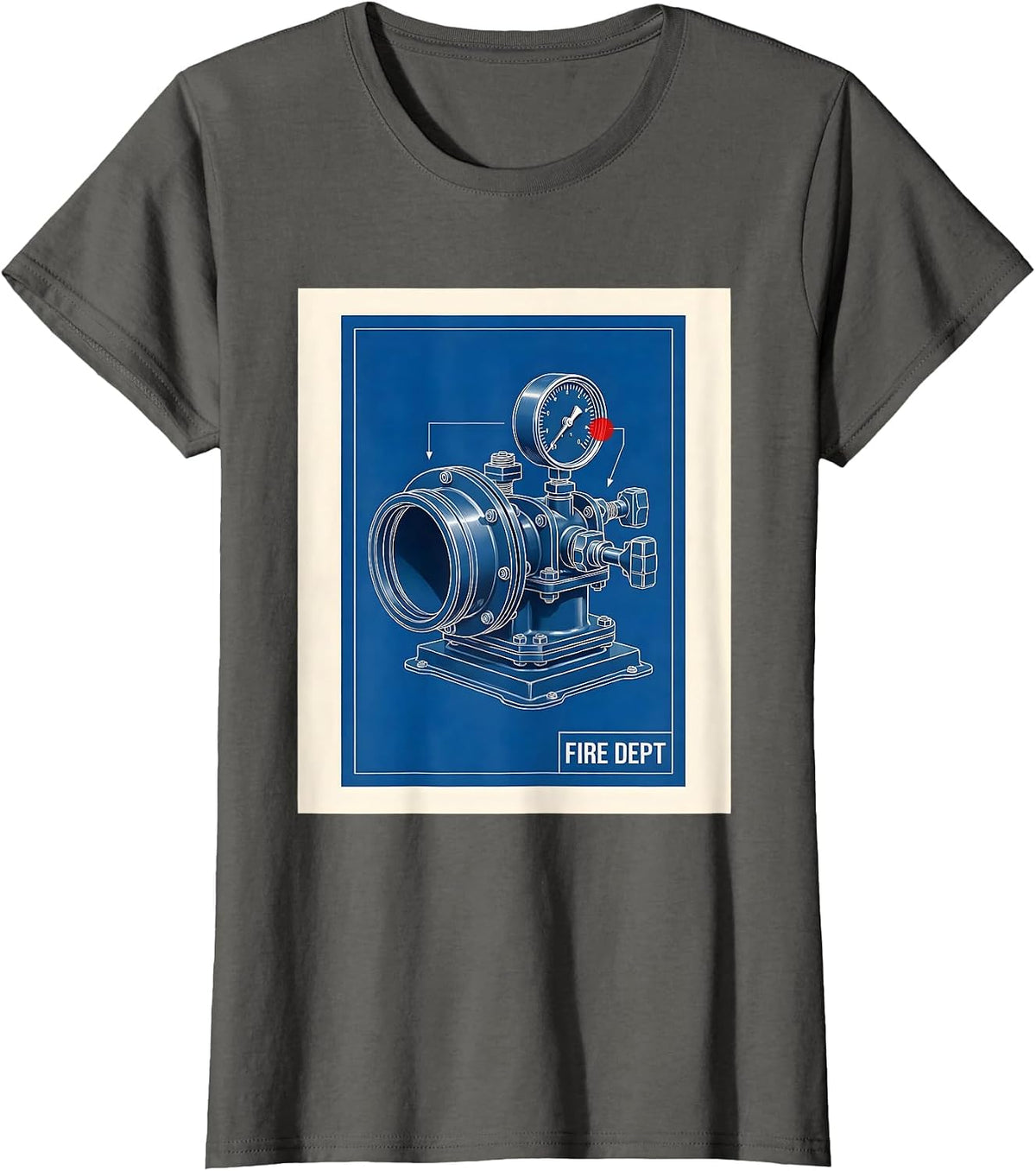 Women's FIRE DEPT Technical Blueprint Firefighter Department Pride T-Shirt - Asphalt Grey