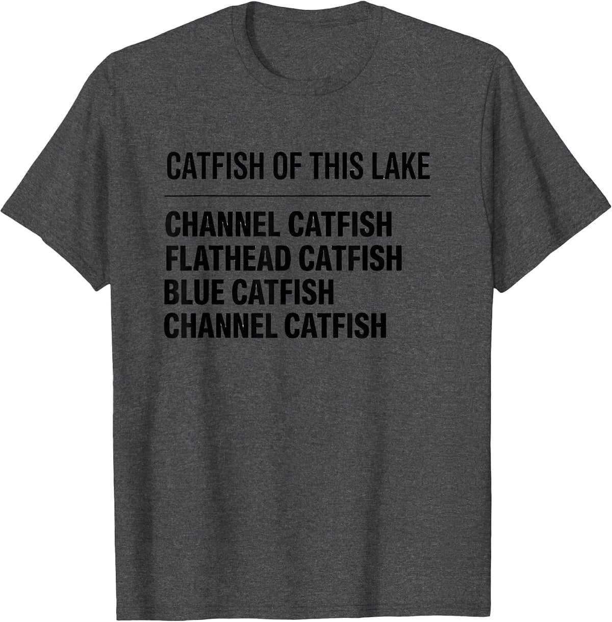 Men's Catfish of This Lake Minimalist Fishing Species Chart T-Shirt - Dark Heather Grey