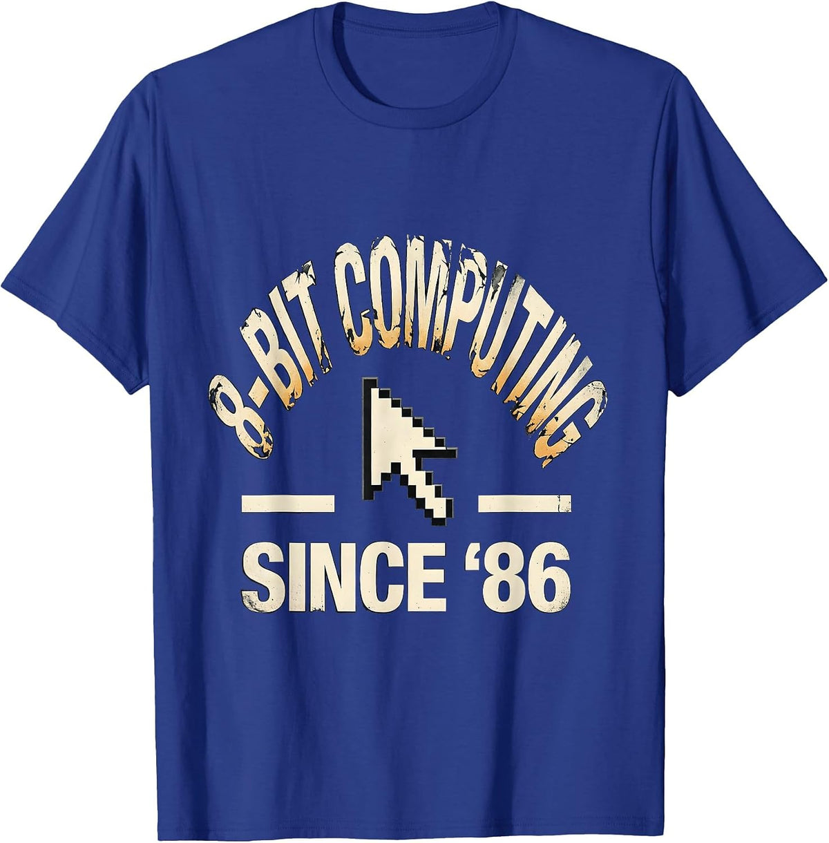 8-BIT COMPUTING SINCE '86 Grunge Vintage Retro Computing T-Shirt - Royal Blue