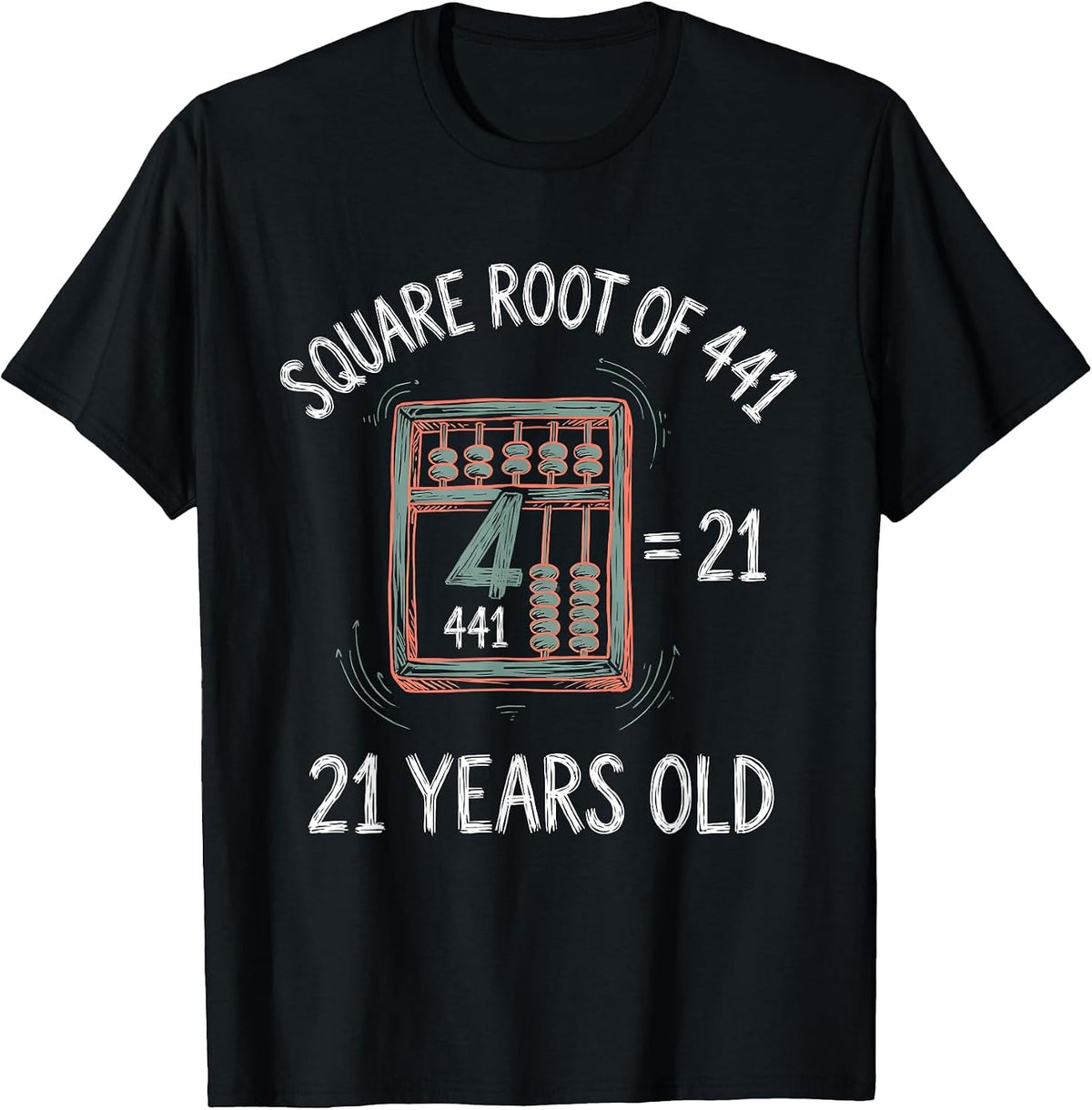 Men's Square Root Of 441 21 Years Old Math Birthday Age Pun T-Shirt - Black