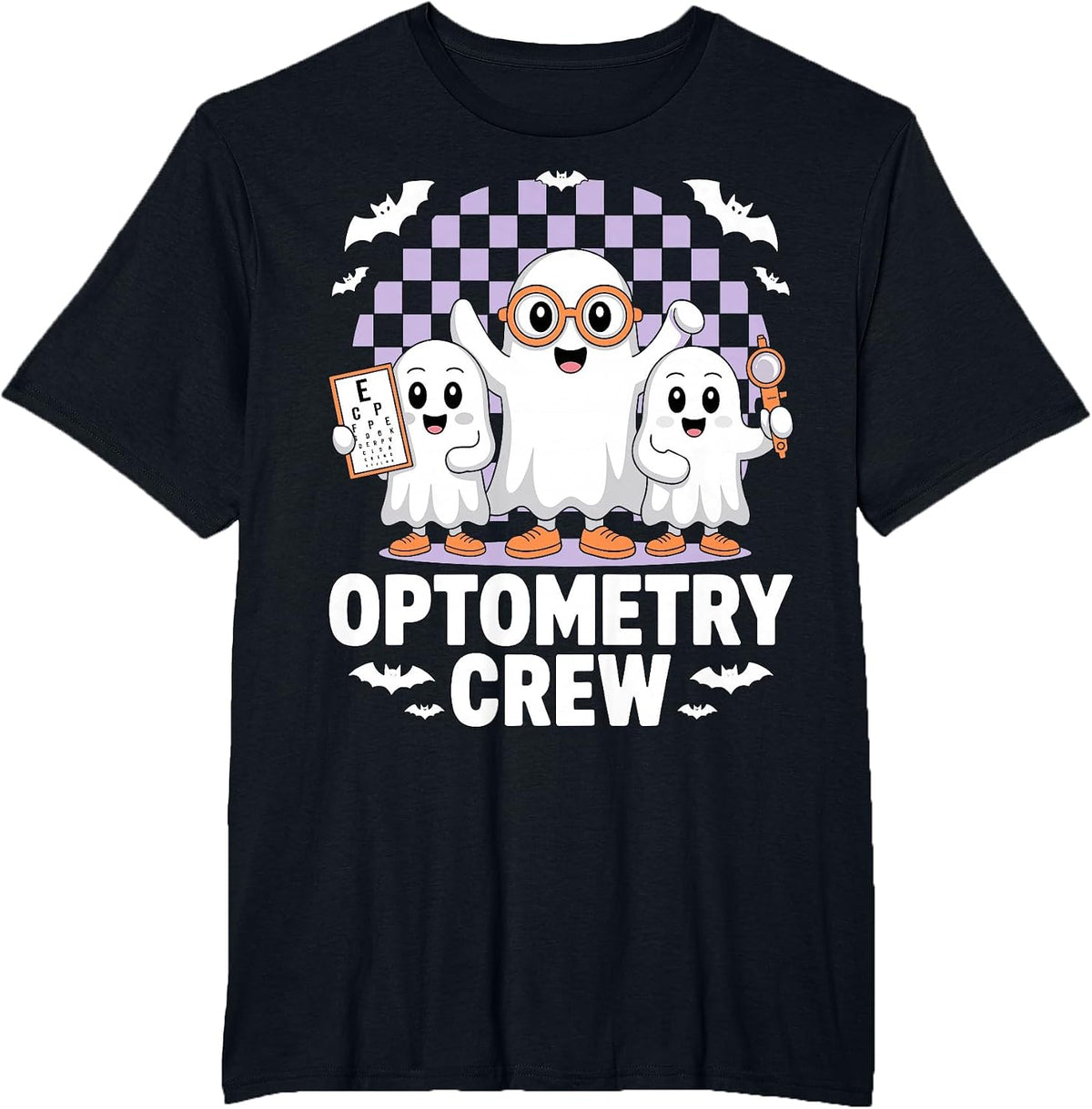 Optometry Crew Optometrist Eye Spooky Ghost Halloween T-Shirt - Black